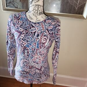 Talbots Multicolor Paisley Long Sleeve Top